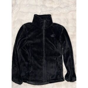 The North Face Womens Teddy Fleece Jacket Black Small Zip Up Cozy Outerwear